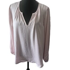 Old Navy Split Neck Blouse Long Sleeve Casual Top 100%‎ Cotton Womens L